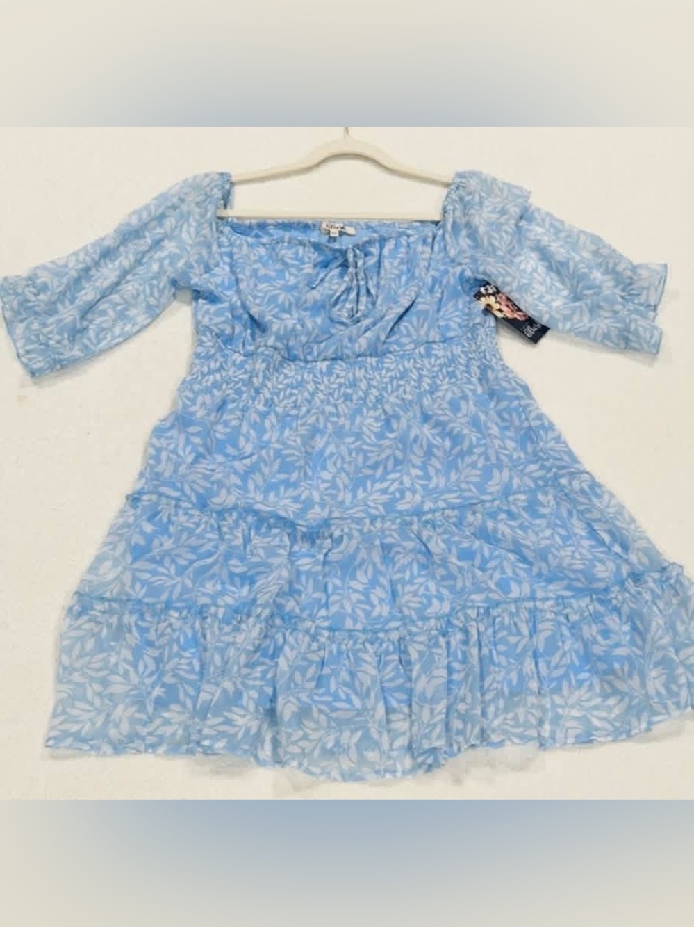 Light Blue Floral Tiered Dress size XL